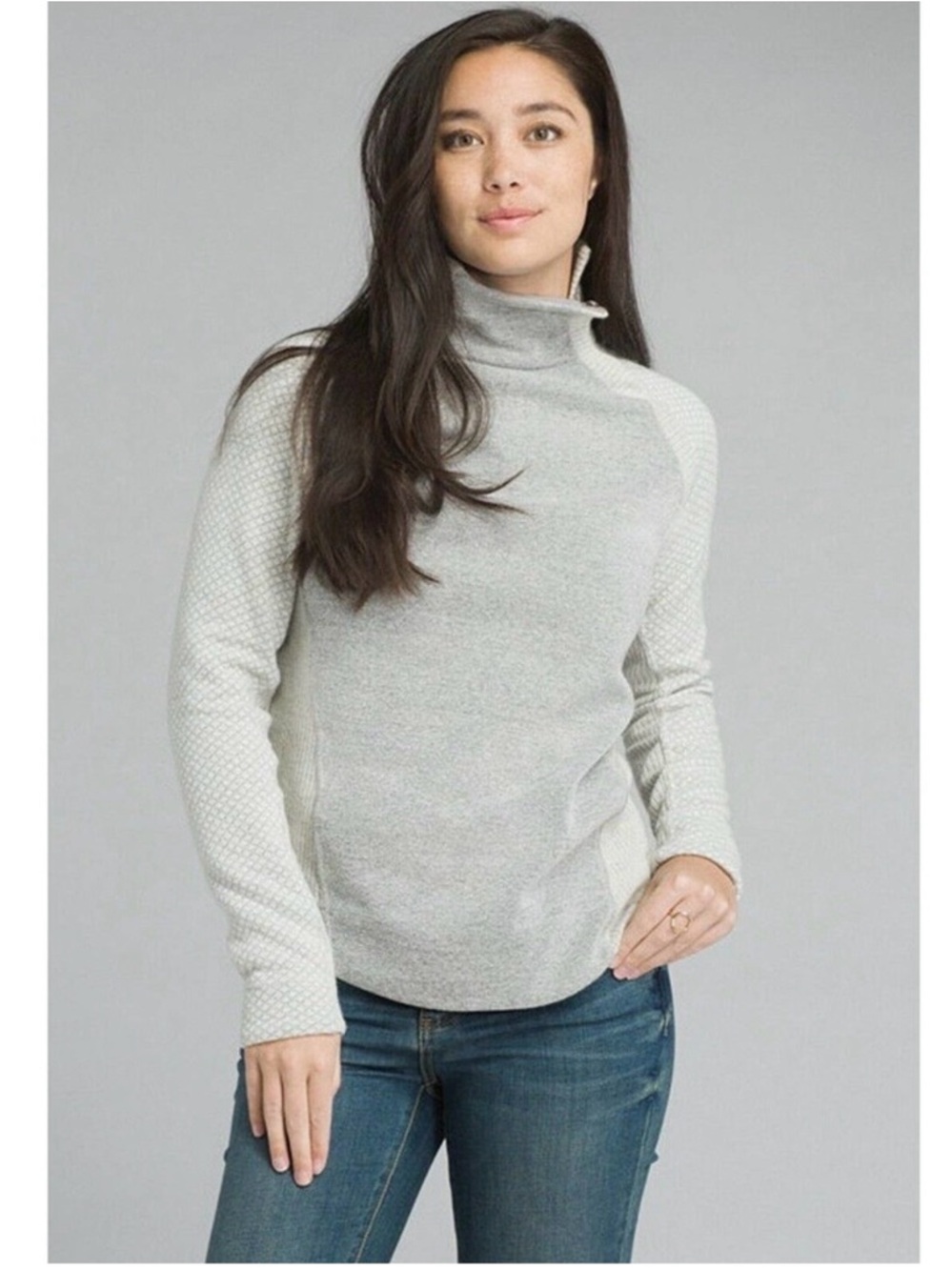 Prana | Brandie Wool Blend Quarter Snap Grey Pullover Sweater